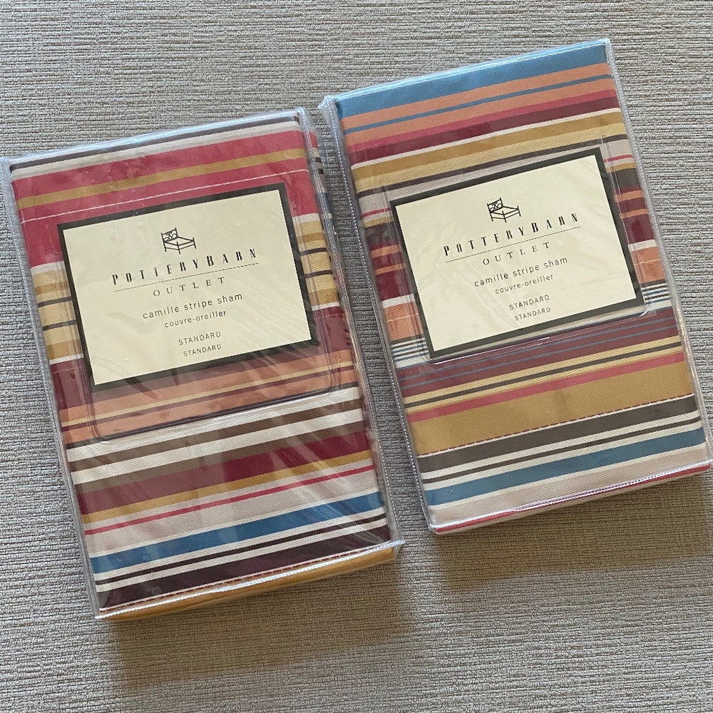 Pottery Barn Outlet Camille Stripe Standard Pillow Sham - Set of 2 - NEW!